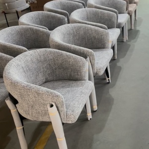 Chaise de salle à manger en bois massif de hêtre épaissi, style minimaliste de luxe, avec accoudoirs en tissu, pour la maison, la cuisine, le restaurant, l'hôtel, la salle de réunion - Product Image 2