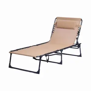 Fourniture d'usine Extérieur Lumière Rouge En Aluminium Pliant Plage Soleil Lit Soleil Chaise Longue Lit Soleil Parasol Chaise Longue Lit - Product Image 1