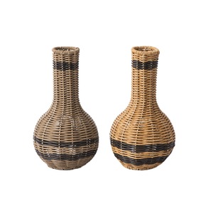 Vase tissé à la main en rotin, vase à fleurs pour la décoration de la maison, ornement de bureau, motif circulaire XH24-315 - Product Image 4