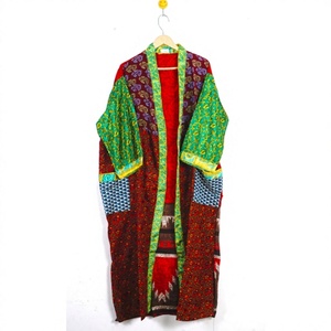 Vintage soie Saree fait femmes vêtements de nuit chemises de nuit Kimonos Robes pour vêtements de plage intérieur imprimé fleuri coton Kimono peignoir - Product Image 1