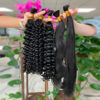Cheveux humains vierges bruts de haute qualité, double tirage, 100% naturels noirs, sans trame, en vrac, 22 pouces, ondulation profonde, pour tresses bohèmes et tressage