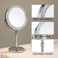Miroir de bureau LED en métal chromé Offre Spéciale 360 Rotation avec support miroir de maquillage pour la décoration intérieure miroir intelligent disponible en gros