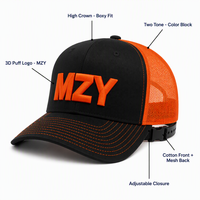 Topi 5 Panel Sporty Streetwear Dua Warna Profil Tinggi Kustom Tanpa Struktur, Logo Bordir 3D Puff, Bernapas, Tahan Air