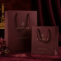 Bolsas de Compra Color Granate Oscuro con Logotipo para Fragancias, Lencería y Regalos Navideños, Impresión Personalizada en Lámina, Suministro al por Mayor