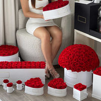 Vente en gros de boîtes à fleurs roses éternelles Real Touch Coffrets cadeaux maman pour les fleurs de la Saint-Valentin Thanksgiving, fête des mères