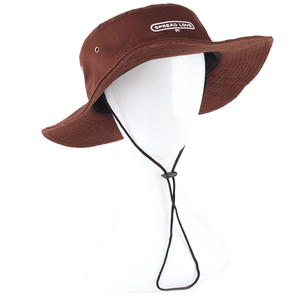 Sombrero de pescador liso de algodón de ala ancha con logotipo personalizado con cuerda - Product Image 4