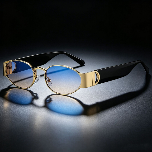 Luxury Brand Advanced Metal Sunglasses Fashion Oval Glasses Brand Designer Vintage Sun Glasses High Quantity Oculos De Sol