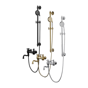 Nuevo Grifo Mezclador de Ducha y Bañera de Latón de Doble Manija para Montaje en Pared con Chorro/Masaje y Diseño de <span class=keywords><strong>Cascada</strong></span> Dorada para Uso Hotelero - Product Image 5