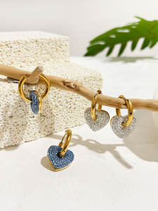 Bijoux en acier inoxydable Vente en gros Boucles <span class=keywords><strong>d</strong></span>'oreilles amour glaçure goutte Boucles <span class=keywords><strong>d</strong></span>'oreilles en strass Bijoux féminins personnalisés - Product Image 5