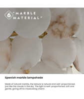 JYLIGHTING Luminaire suspendu en marbre naturel espagnol moderne personnalisé, tout en cuivre, en albâtre, pour salon