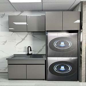 Wooden Balcony Sink <b>Cabinet</b> Custom <b>Washing</b> <b>Machine</b> <b>Cabinet</b> With Sink - Product Image 2