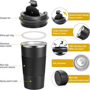 แก้วกาแฟสแตนเลสใหม่ คุณภาพสูง ของขวัญสำหรับสำนักงาน แก้วเก็บความร้อนแบบพกพาสำหรับกิจกรรมกลางแจ้ง พร้อมโลโก้สั่งทำ - Product Image 5