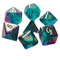 Dés numériques bicolores caméléon et dragon 7 ensembles avec panneau acrylique multi-faces pour jeu de donjon Logo personnalisé artisanat sculpté