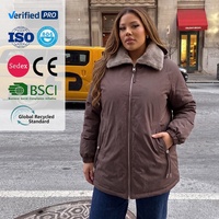 Parka courte surdimensionnée pour femmes, col doublé en fausse fourrure, veste d'hiver chaude