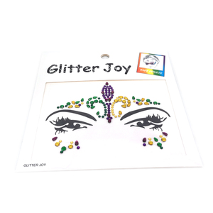 Décorations de fête Mardi Gras 2026 : Autocollants décoratifs en pierres précieuses or, vert et violet, tatouages faciaux pour <span class=keywords><strong>accessoires</strong></span> de festivité - Product Image 3
