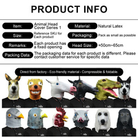 Masques d'animaux en latex amusants de styles variés, accessoires de tête réalistes pour Halloween, pour cosplay, fournitures de carnaval, vente en gros, personnalisables