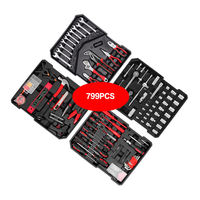 Ensemble d'outils à main OEM de 799 pièces, ensemble d'outils professionnels sur chariot, kit d'outils à main pour mécaniciens avec valise roulante en aluminium