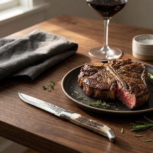 Couteau à steak Laguiole, couteau de table, manche en os, acier inoxydable, couteau de table de restaurant pour couper la viande - Product Image 4