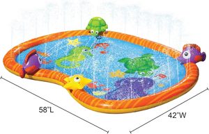 Tapis aquatique en PVC sur le thème de l'océan avec design d'animaux marins pour les enfants, jeux d'eau d'été dans la cour, 58x42 pouces - Product Image 3