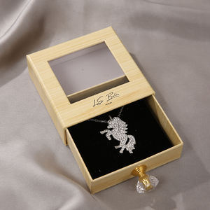 Caja de Joyería con Logotipo Personalizado, Cajón para Anillos, Asa de Diamantes, Ventana de PVC, para Collares, Pendientes, Pulseras, Embalaje de Regalo - Product Image 2