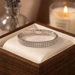 Gold Natural Diamond Tennis Bracelet Princess Shape Multi <b>Row</b> Fine Jewelry Luxury Yellow Gold Diamond Wristband Classic <b>Gift</b> - Product Image 3