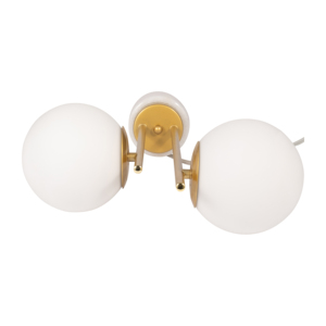 Lampada da tavolo a doppio diffusore con globo, design moderno in metallo e vetro per l'arredamento di camera da letto e soggiorno - Product Image 6