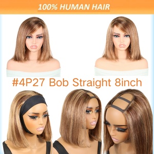 Perruque Courte Droite 4P27 avec <span class=keywords><strong>Coiffure</strong></span> Colorée, Cheveux Européens, Densité 180%, Peut Être Permanente et Teinte, Henan - Product Image 1