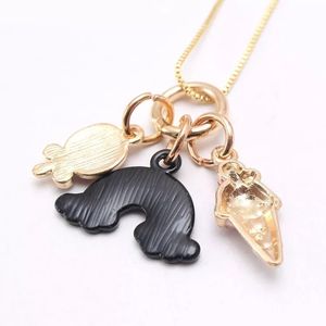 Модные милые детские летние Золотые Длинные ожерелья на цепочке на заказ Мультяшные эмалированные конфеты пчела Радуга маргаритки кулон ожерелья - Product Image 5