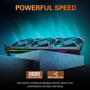 Enfriador de Agua para Tarjeta Gráfica de PC para Juegos Asiahorse, Alto Rendimiento Estático, Logotipo OEM, ARGB 5V, 3 Pines, Rodamiento Hidráulico, Negro, RGB Luminoso, en Existencia - Product Image 2