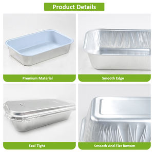 Conteneurs en aluminium blanc enduit de 310 ml personnalisés en usine pour l'emballage de plats chauds en avion avec couvercle en aluminium - Product Image 4