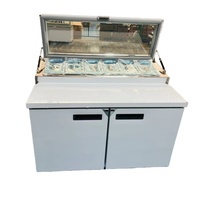 Réfrigérateur de Comptoir Commercial VanSenk pour Restaurant, Longueur 1800mm, Double Porte, Électrique, Sans Givre, 0-4°C, Comptoir de Préparation Pizza et Salades