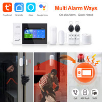 Système d'alarme de sécurité WiFi intelligent Tuya 4G US avec écran tactile de 4,3 pouces, kit d'alarme anti-intrusion sans fil pour la maison, compatible Alexa et Google PST-WG107-4GUS