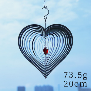 Campana de Viento en Forma de Corazón de Acero Inoxidable de 20 cm, Adorno Giratorio para Jardín con Acabado de Espejo, Decoración para Exteriores - Product Image 2