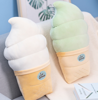 Coussin créatif tricolore en peluche courte modèle crème glacée, rembourrage en coton PP, hauteur 31-50 cm, unisexe, pour le bureau ou la pause déjeuner - Design Matcha