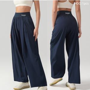 Aoyema Pantalon de sport pour <span class=keywords><strong>femme</strong></span> Pantalon de fitness slim <span class=keywords><strong>taille</strong></span> haute avec séchage rapide respirant jambe large-Pantalon de fitness <span class=keywords><strong>taille</strong></span> <span class=keywords><strong>élastique</strong></span> - Product Image 1