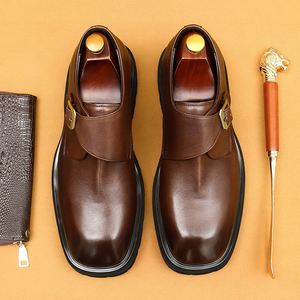 Chaussures habillées pour hommes en cuir véritable de haute qualité, respirantes, légères, style décontracté, à bout large, type Monk - Product Image 1