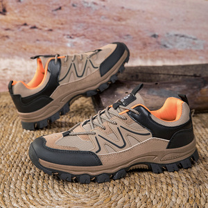 Chaussures de randonnée pour hommes, bout rond, doublure en maille, semelle extérieure en caoutchouc, respirantes, toutes saisons, chaussures de marche en plein air, coupe basse, grande taille - Product Image 3