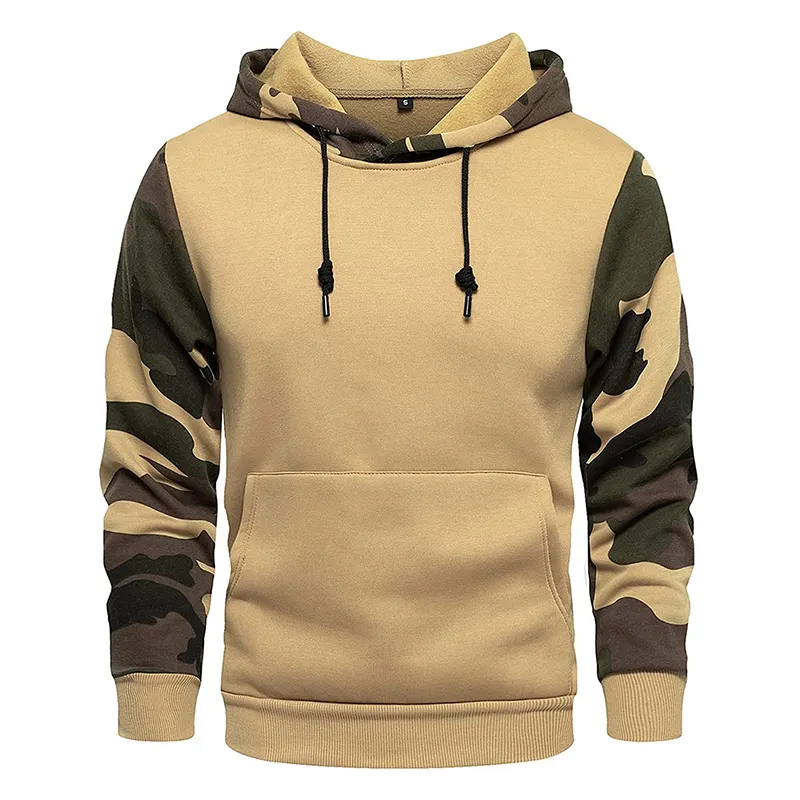 OEM Camouflage Custom Printing Logo Sweatshirts 100% Cotton Hoodie Mens Green Pullover Men's Hoodies