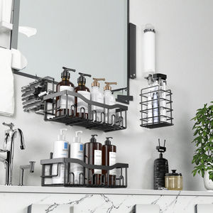 Estante de almacenamiento de hierro montado en la pared para baño familiar, carro de pie de Metal con estante para platos, jabonera para organización doméstica - Product Image 3