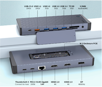 Station d'accueil TYPE C 15-en-1, affichage quadruple 4K, VGA, DP, USB 3.0, USB-C, données, RJ45 Ethernet, 100W PD, audio, SD/TF pour ordinateur portable
