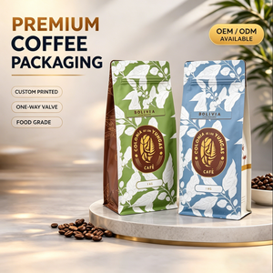 Coffee Bags with Valve Eco Flat Bottom Bags Custom Food Packaging Soft Touch Coffee Custom Bags 250g 500g 1kg Stand Up Pouch - Product Image 1