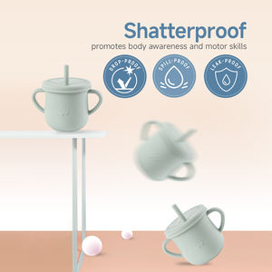 वैश्विक हिट सिलिकॉन सिप्पी कप पकड़, रिसाव-प्रूफ ढक्कन के लिए दोहरी हैंडल, एक नवजात शिशु सहायक होना चाहिए - Product Image 4