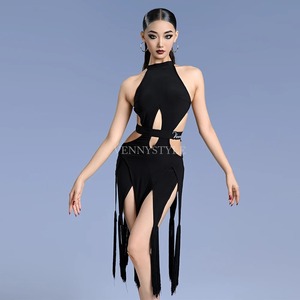 Vennystyle khiêu vũ Latin phụ nữ người lớn đào tạo ăn mặc hở lưng không Tay Tua váy khiêu vũ chuyên nghiệp khiêu vũ Ăn mặc - Product Image 6
