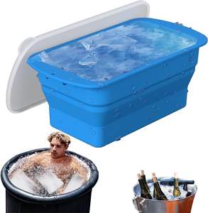 Moule à glaçons extra large 9.6 LB <span class=keywords><strong>Bac</strong></span> à glaçons en silicone avec couvercles <span class=keywords><strong>Bac</strong></span> à glaçons réutilisable et pliable <span class=keywords><strong>pour</strong></span> baignoire - Product Image 1