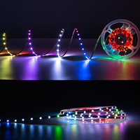 Bande lumineuse Led WS2812B, 1-5m, étroite, 4/5mm, 5V, pliable en forme de S, WS2812 RGB SK6812, MINI ruban ARGB Pixel adressable individuellement