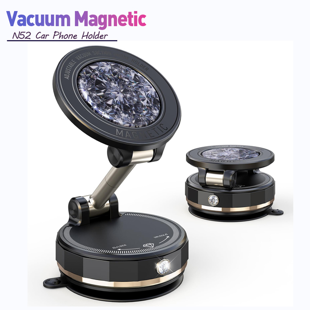 N52 Vacuum Magnetic Car Phone Holder for 108+LBS Strongest Suction & 3000gf Strongest Magnetic,Suction Cup Phone Mount