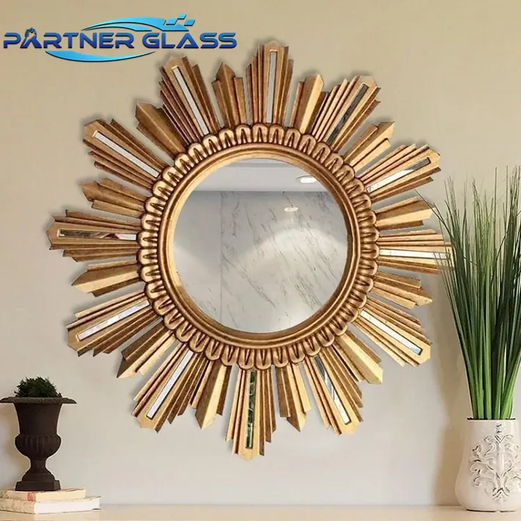 Elegant Modern Luxury Hotel Bathroom Decorative Antique Gold Frame Round Rectangle Mounted Storage Wall Mirror