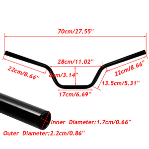 Manillar de motocicleta de 25 mm y 1 pulgada de altura media para Harley, Yamaha, Suzuki, universal, de acero negro, modificado. - Product Image 3