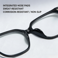 8818 Monturas de Gafas Unisex Cuadradas, Delgadas y Elegantes con Diseño de Borde Ancho, Montura Grande Ultraligera TR con Protección Anti-Luz Azul