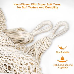 Heavy Duty 2-Person <b>Hammock</b>, Breathable Cotton Fabric <b>Hammock</b> with Wear-Resistant Knots, Portable for Travel - Product Image 4